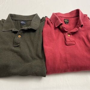 2 Piece - Vintage L.L. Bean Cursive Script Polos Short Sleeve Cotton Men’s Large